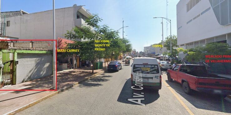 TERRENO COMERCIAL EN VENTA, ENFRENTE DEL MERCADO PRINCIPAL DE VILLAHERMOSA, TABASCO.